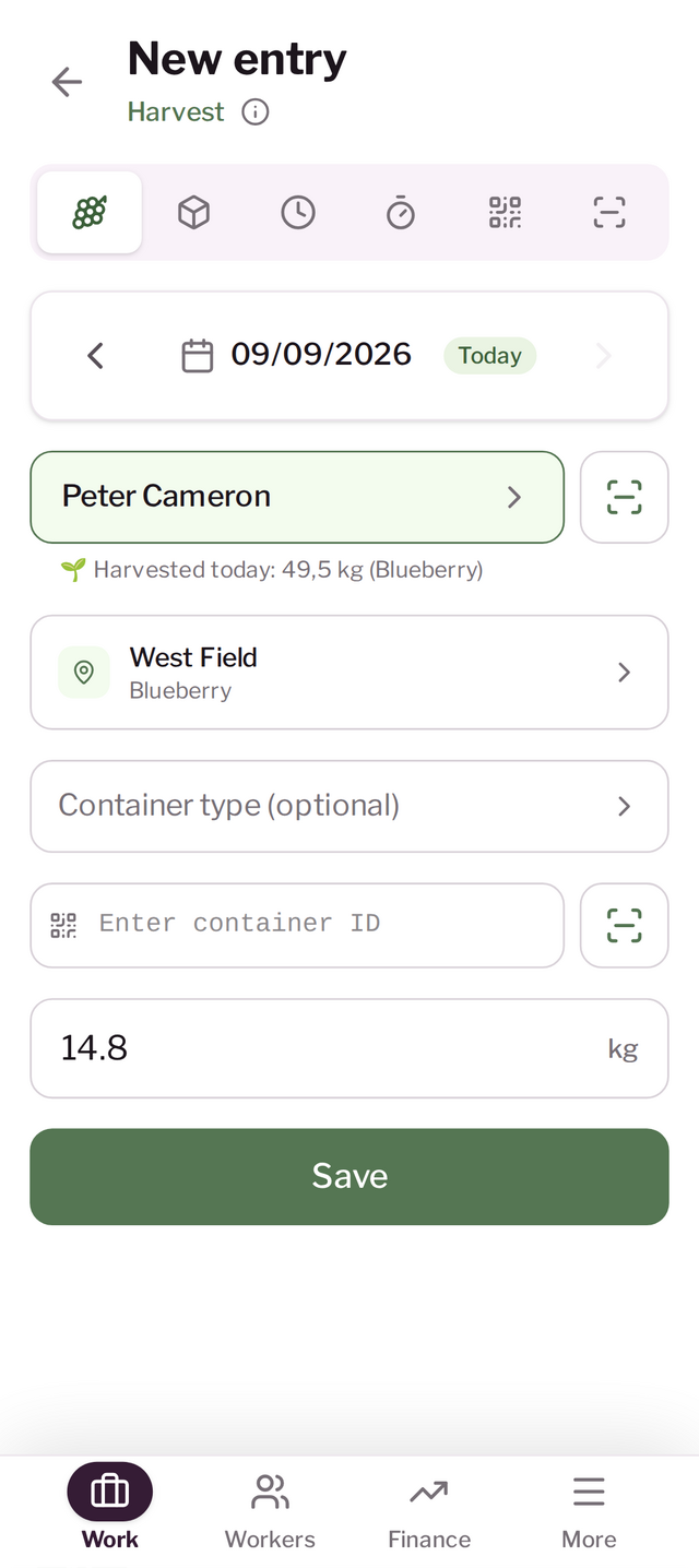 Harvests & hourly work