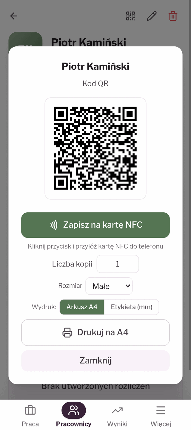 NFC card or QR badge